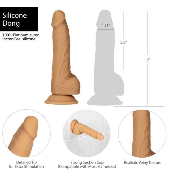 Фаллоимитатор ADDICTION Dual Density Silicone Dildo Caramel 8&Prime;, присоска, диаметр 4,3 см, вибропуля SO8243 фото