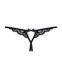 Кружевные танга с двумя отверстиями Obsessive 831-THC-1 crotchless thong L/XL, черные, бантики SO7176 фото 6