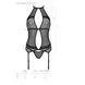 Корсет з пажами Passion SATARA CORSET S/M black, стрінги, мереживо, застібки спереду та ззаду SO8476 фото 5