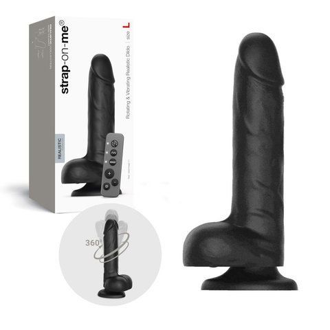 Фаллоимитатор с вибрацией и ротацией Strap-On-Me Rotating & Vibrating Realistic Dildo - L - Black SX3503 фото