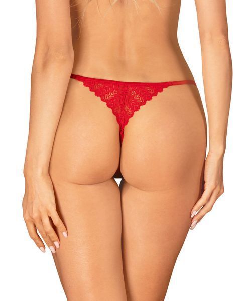 Трусики с доступом Obsessive Ingridia crotchless thong XS/S, красные SO9043 фото