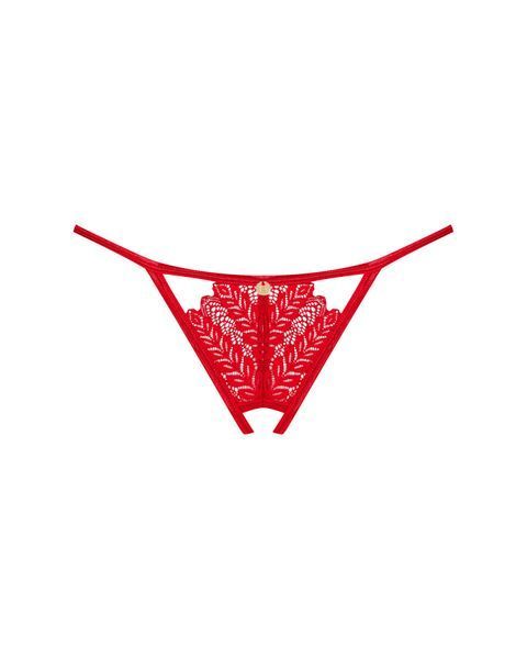 Трусики с доступом Obsessive Ingridia crotchless thong M/L, красные SO9044 фото