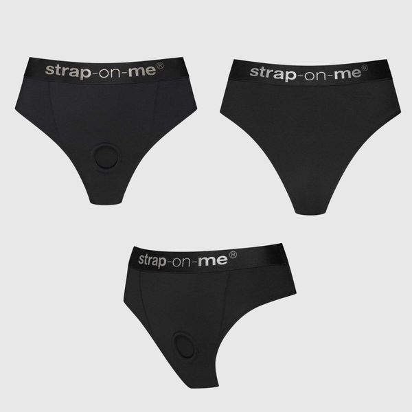 Трусики-бразиліана з фіксацією дилдо Strap-On-Me Harness Lingerie Idole &ndash; S &ndash; Black, високі SX3510 фото
