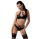 Комплект белья Passion Exclusive NAVEL SET L/XL, black, трусики и лиф с элементами под латекс PS24901 фото 1
