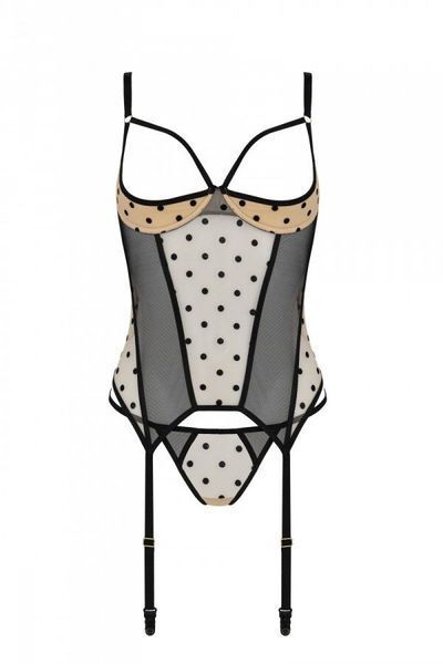 Корсет Passion MARINA CORSET, XXL/XXXL, beige, з відкритими чашками SO9728 фото