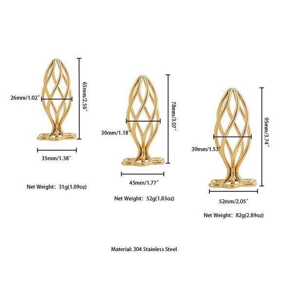 Металлическая анальная пробка LOCKINK SEVANDA Hollow Spiral Golden, S, золотистая, диаметр 2,6 см SX0882 фото