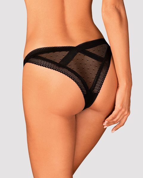 Мереживні трусики із заниженою талією Obsessive Estiqua panties M/L, чорні SO7261 фото